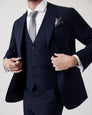 Men’s Navy Blue Wool Suit 3-Piece – Slim Fit Business & Events